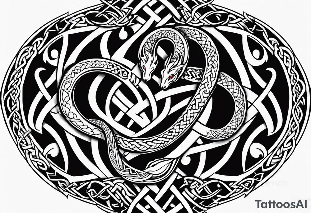 Celtic knotwork style snake tattoo idea