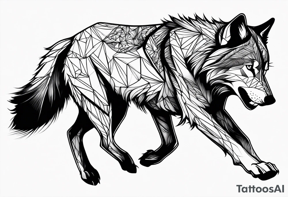 a wolf running tattoo idea