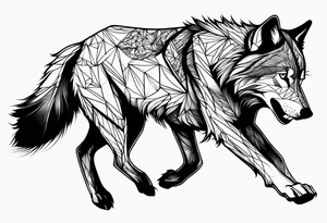 a wolf running tattoo idea