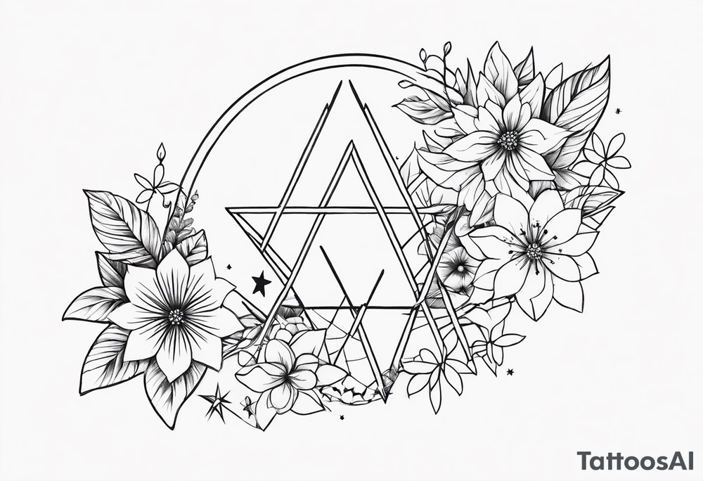 Stars and floral tattoo idea