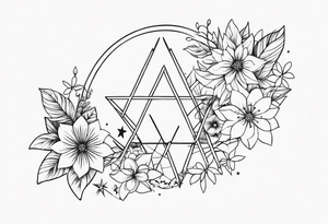 Stars and floral tattoo idea
