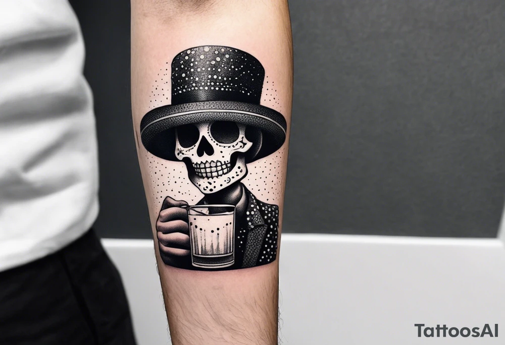 Mexico day of dead  man standing
 skeleton drink 4x6 cm cute tattoo idea