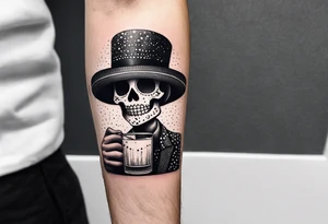 Mexico day of dead  man standing
 skeleton drink 4x6 cm cute tattoo idea