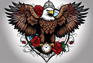 eagle, rose, clock , love tattoo idea