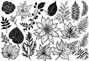 plant leaf skeleton tattoo idea