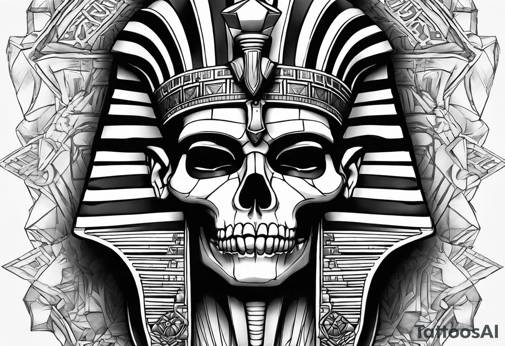 pharaoh skull realistic tattoo idea