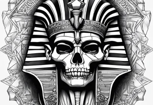 pharaoh skull realistic tattoo idea