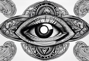 Most protective symbol in the world thirds eye layered through the design where is looks like your seeing through the fabric of reality tattoo idea