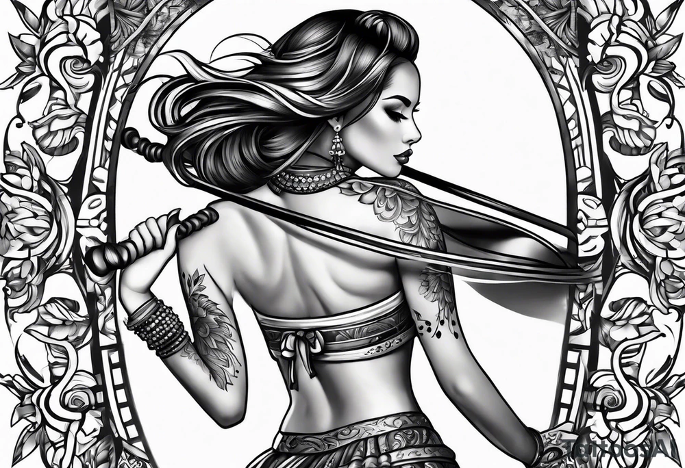 Girl twirling tattoo idea