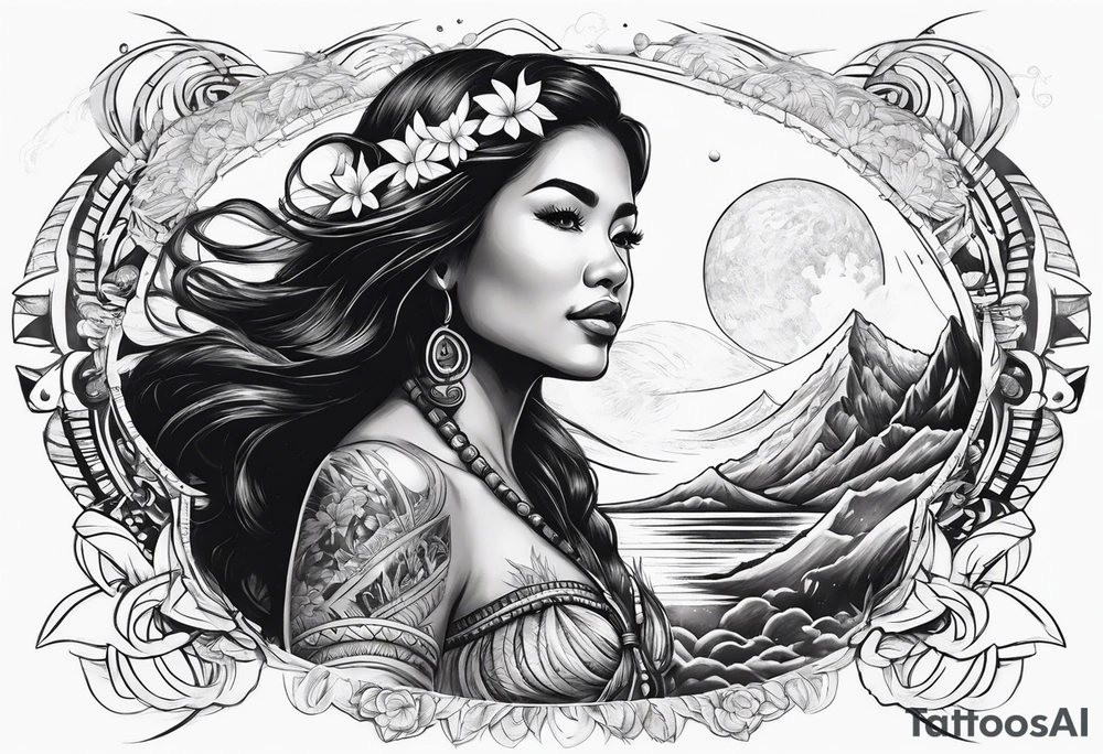 Hula Girl , universe in the background, ascending death tattoo idea