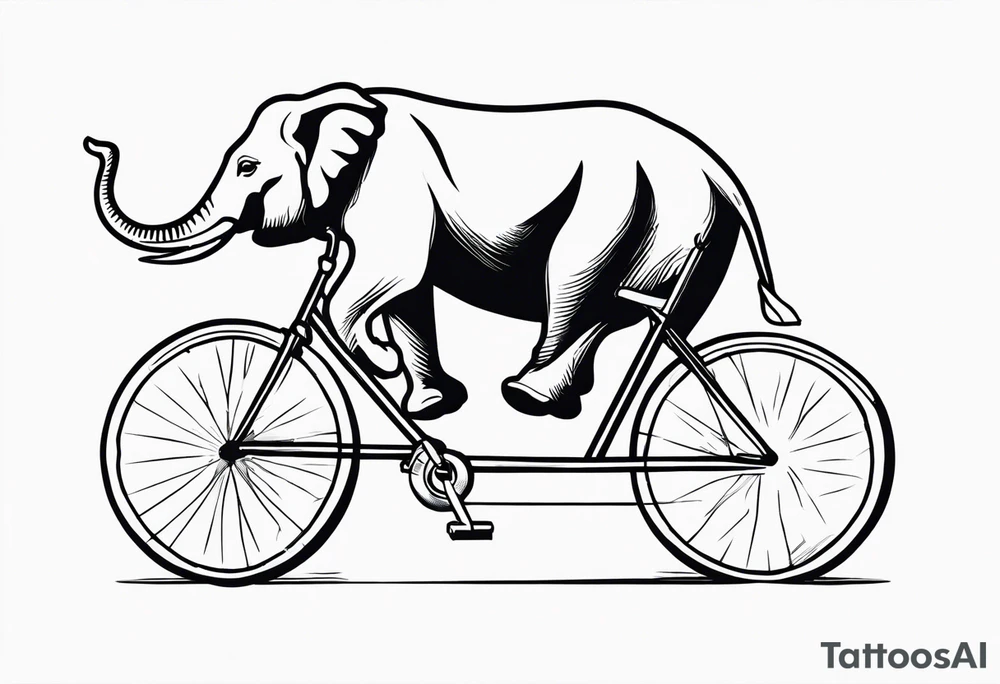 An elephant rides a bicycle tattoo idea