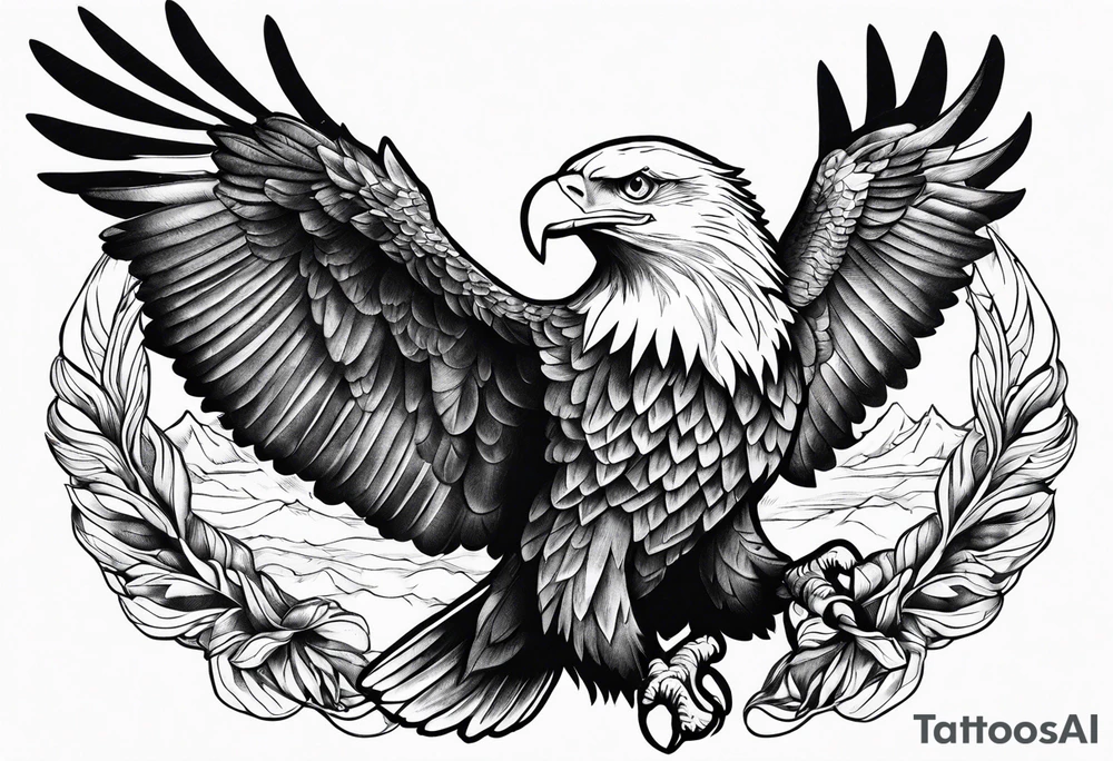 eagle in flight holding a faces tattoo idea