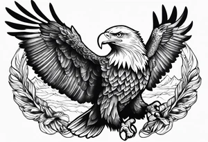 eagle in flight holding a faces tattoo idea