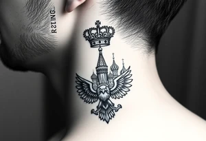 St. George 
Russian imperial crown above the eagle
Russian sabre
The Kremlin or St. Basil's Cathedral scene tattoo idea