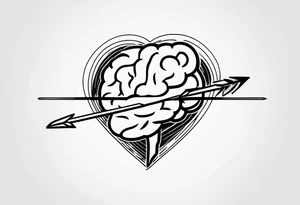 Picture of a heart and brain with an arrow pointing down tattoo idea