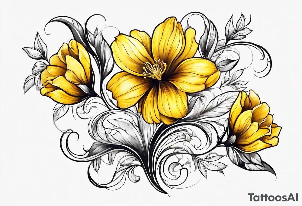 Yellow flower that forms the letter Y tattoo idea