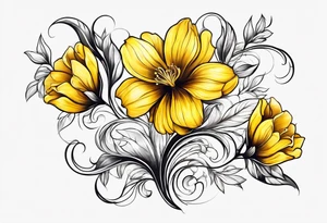 Yellow flower that forms the letter Y tattoo idea