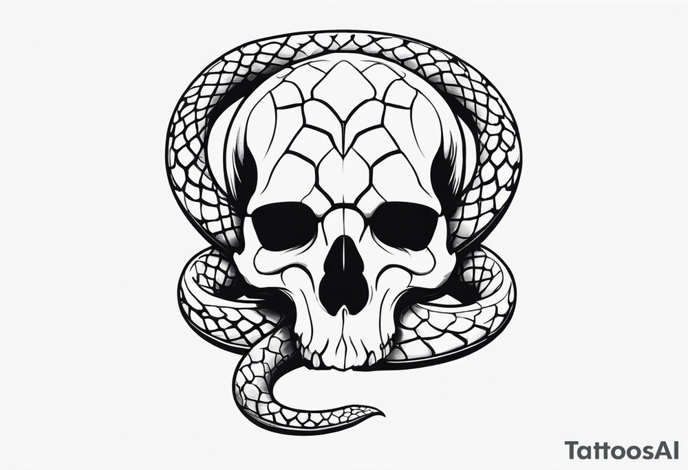Snake on skull head tattoo idea