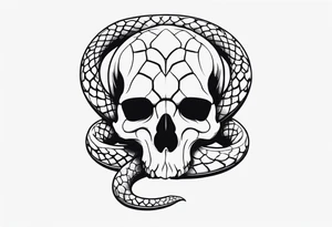 Snake on skull head tattoo idea