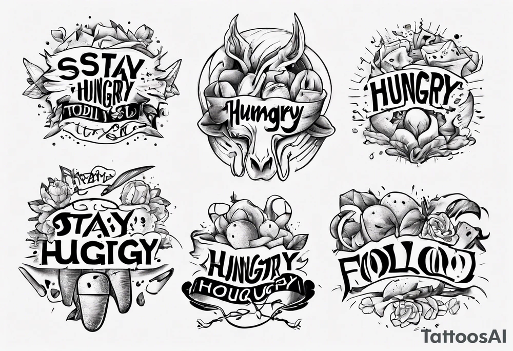Stay hungry and foolish phrase tattoo idea