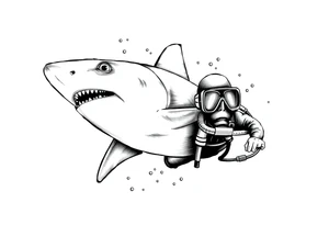 shark scuba diving tattoo idea