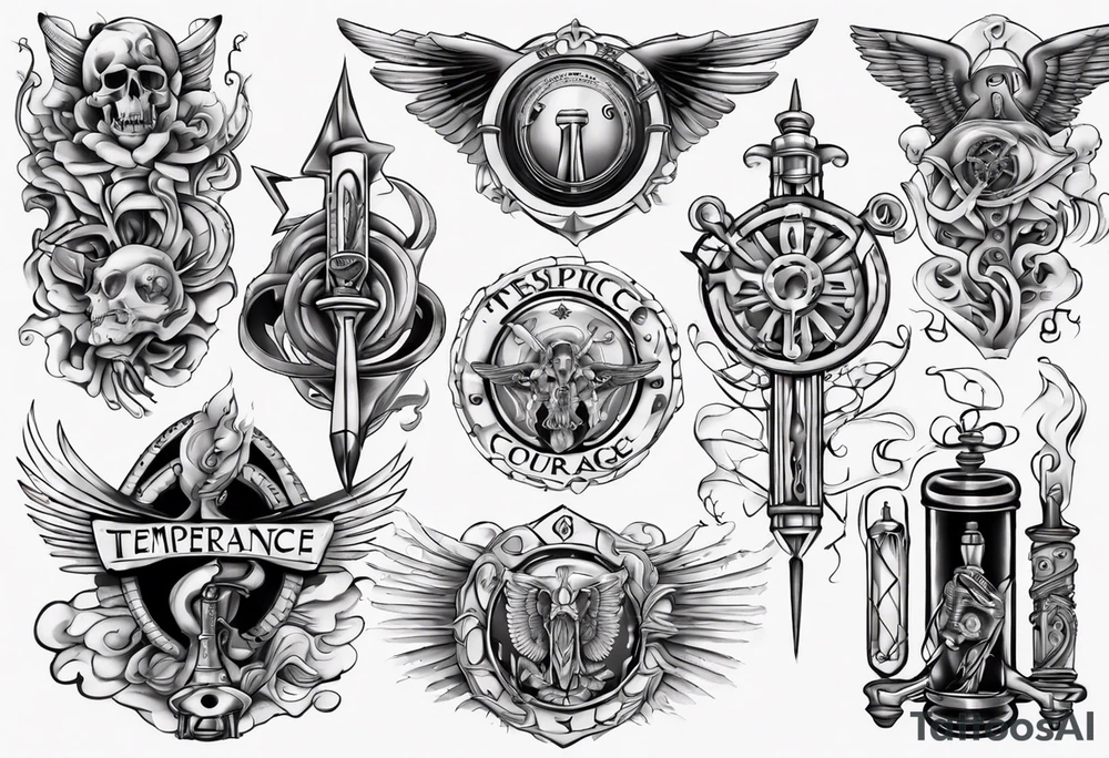 Temperance wisdom courage justice tattoo idea