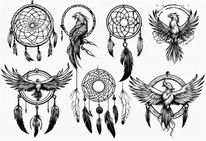 Fire Phoenix dream catcher tattoo idea