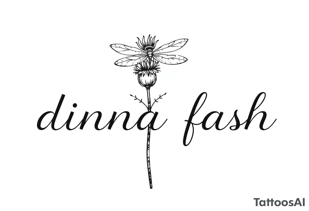 minimaliste thistle with dragonfly text : dinna fash tattoo idea minimaliste thistle with dragonfly text : dinna fash tattoo idea