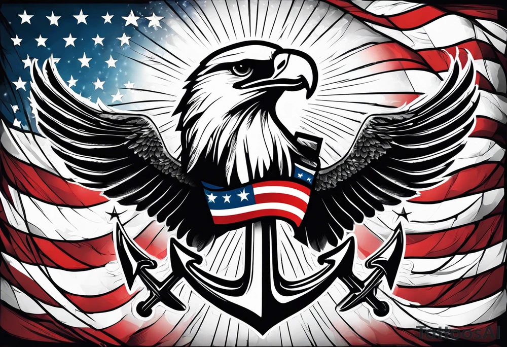 Flag,eagle, anchor tattoo idea