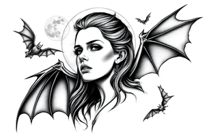 female vampire,bats,full moon, tattoo idea