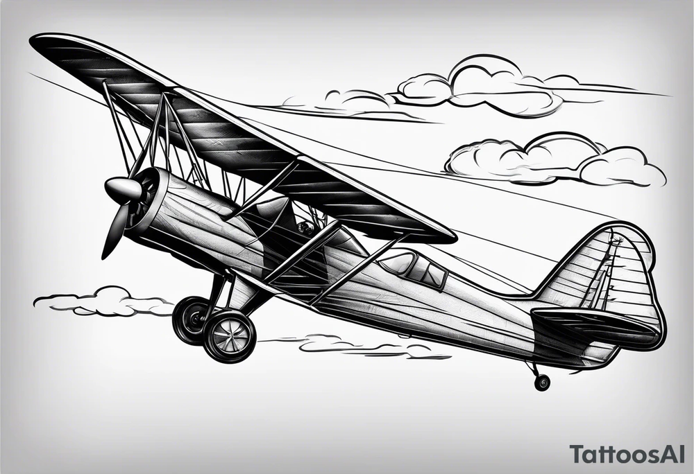sketch of adventure plane in perspective from the bottom tattoo idea