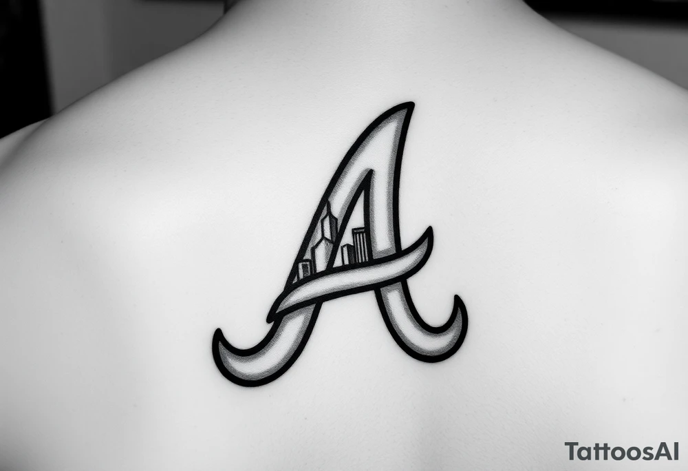 Atlanta Braves letter logo “A” with 3D skyline incorporated in the letter tattoo idea