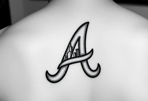 Atlanta Braves letter logo “A” with 3D skyline incorporated in the letter tattoo idea