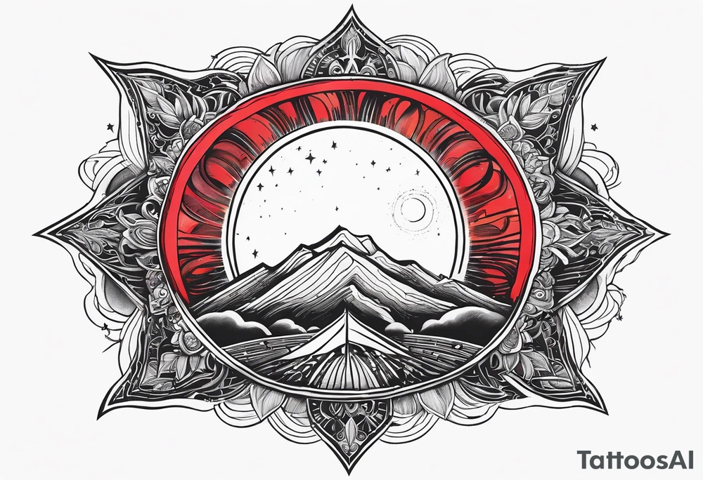 black solar eclipse with red light behind it tattoo idea