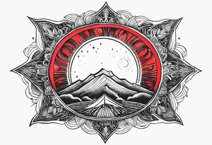 black solar eclipse with red light behind it tattoo idea