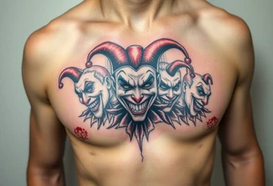 creative collage of jesters with different emotions jester tattoo idea