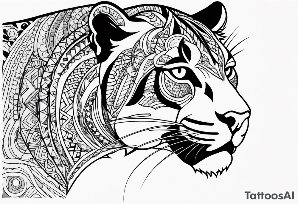 Panther in american traditional style tattoo idea