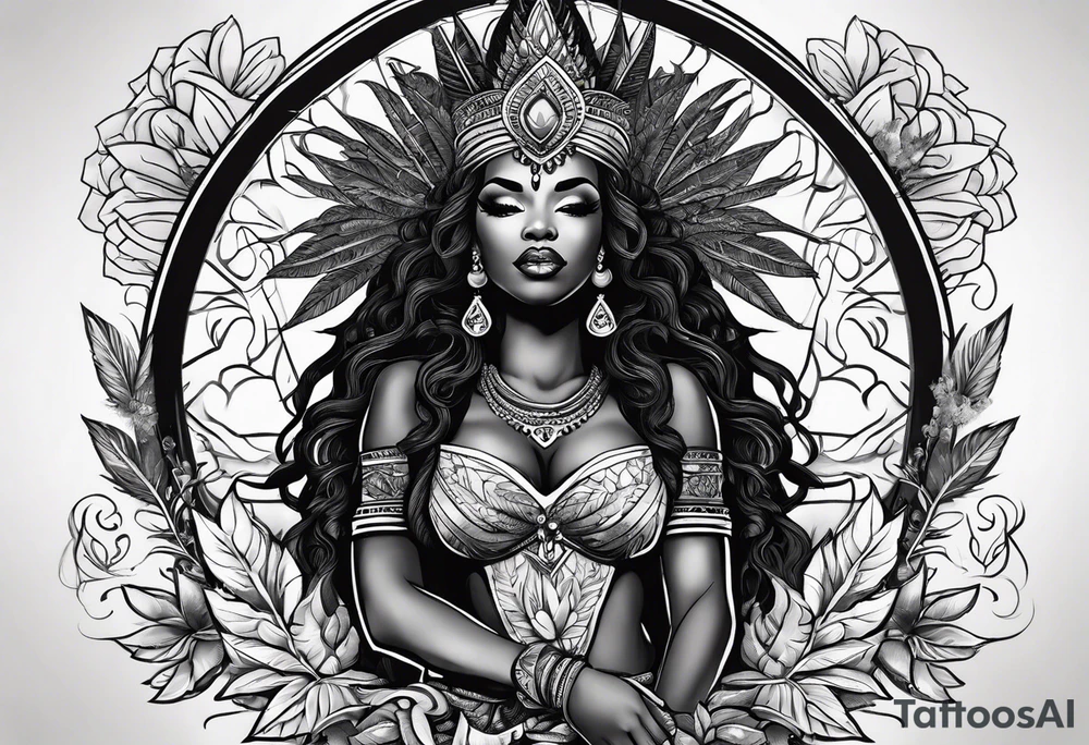 Black Goddess of sativa tattoo idea