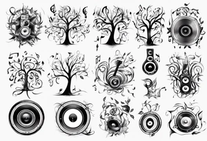 music speaker note tree stave tattoo idea