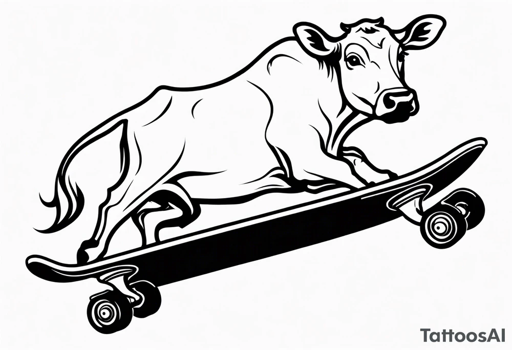 Cow riding skateboard tattoo idea