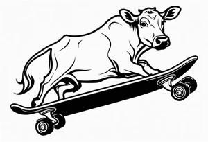 Cow riding skateboard tattoo idea