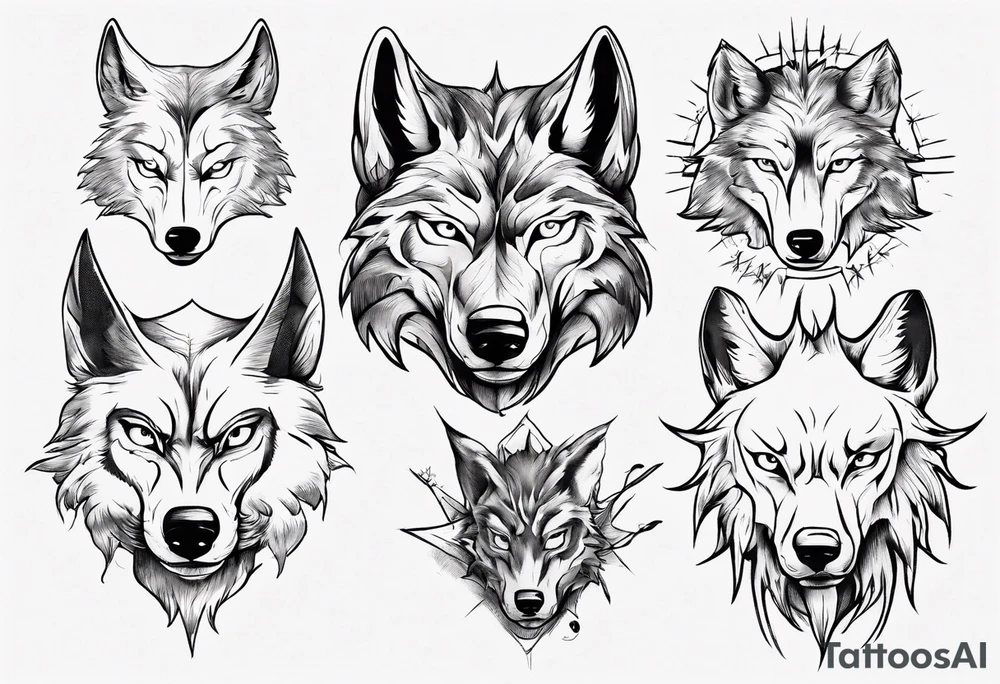 wolf head tattoo idea