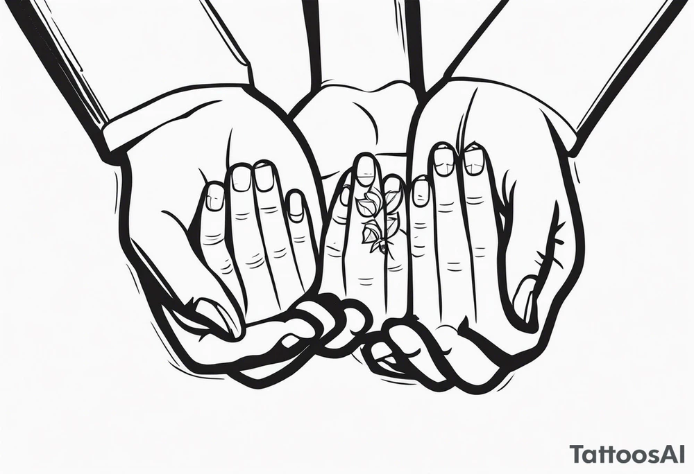 Mom dad family hold hand tattoo idea
