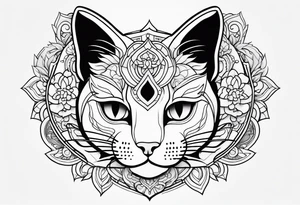 Thin line drawing of lucky cat tattoo idea