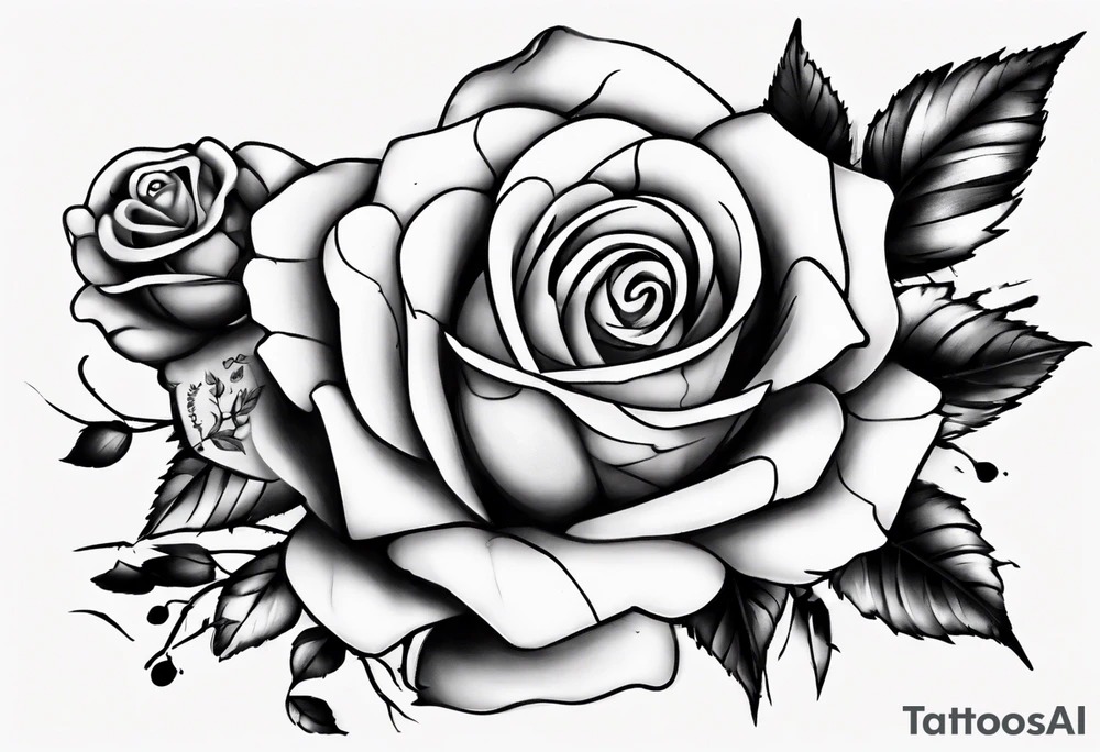 Newborn name clock rose tattoo idea
