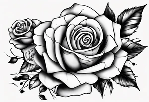 Newborn name clock rose tattoo idea