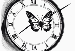 Butterfly flying around or over a clock tattoo idea