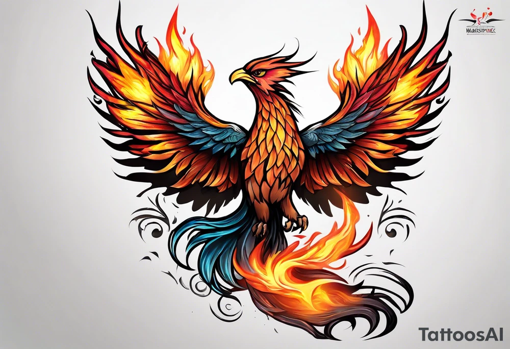 Phoenix rising from the ashes tattoo idea