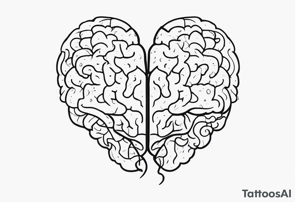 brain and heart fighting tattoo idea