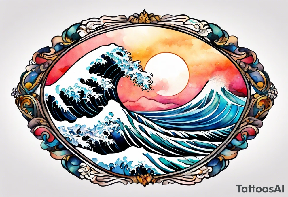 waves;  
"come what may"; outside forearm not an oval tattoo idea